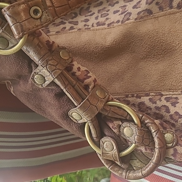 Bueno Suede or Suede Like Animal Print  Hobo Bag - Picture 6 of 8